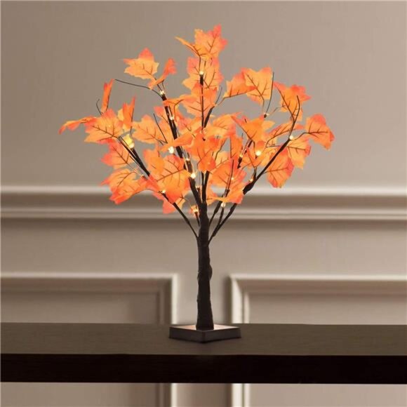 Lighted Artificial Fall Maple Tree Clearance Operated Tabletop Autumn Tree - Picture 3 of 8